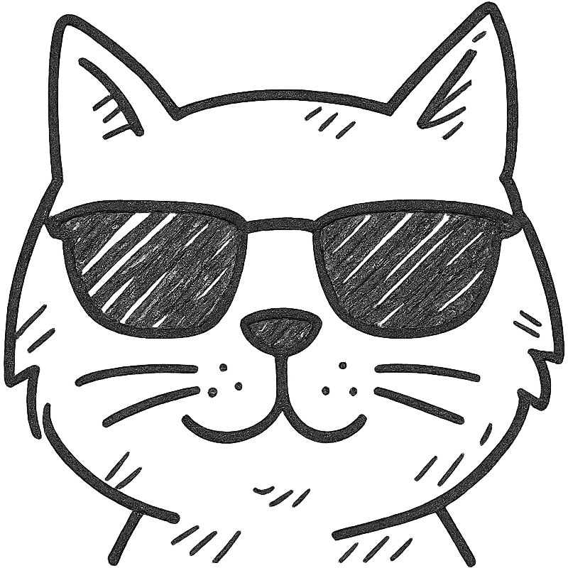 cat wearing sunglasses hand drawn outlined icon emoji