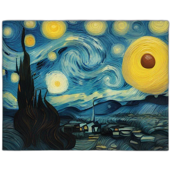 van gogh style with pinl emoji