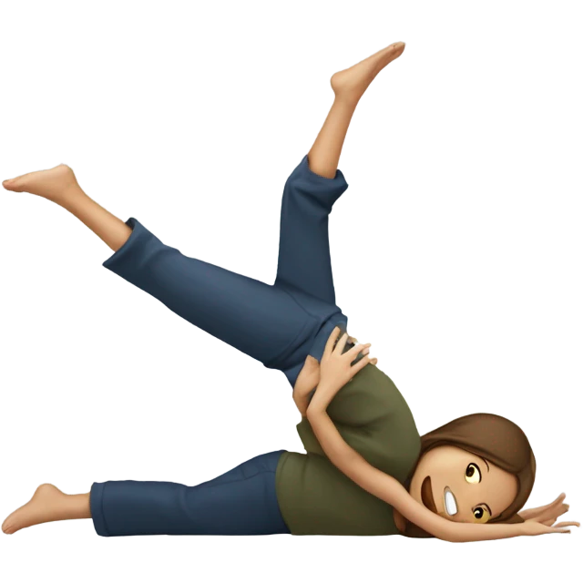 girl doing cartwheel on boy emoji