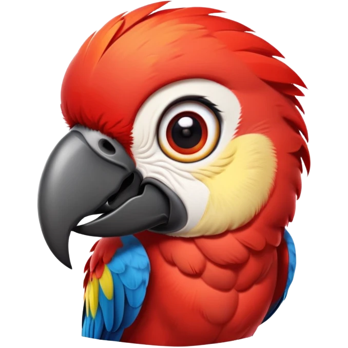cinematic-cute-macaw-portrait-emoji,-head-tilted-playfully-and-inquisitively,-with-a-dazzling-red-plumage-and-round,-sparkling-eyes-filled-with-charm,-simplified-yet-irresistibly-adorable-features,-highly-detailed emoji