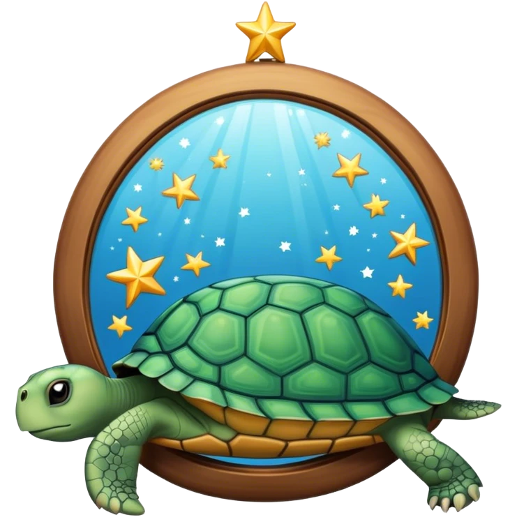 Mirror with turtle and stars emoji