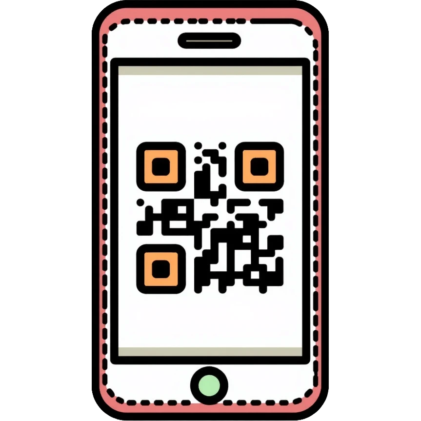 smartphone with QR code displayed on screen emoji