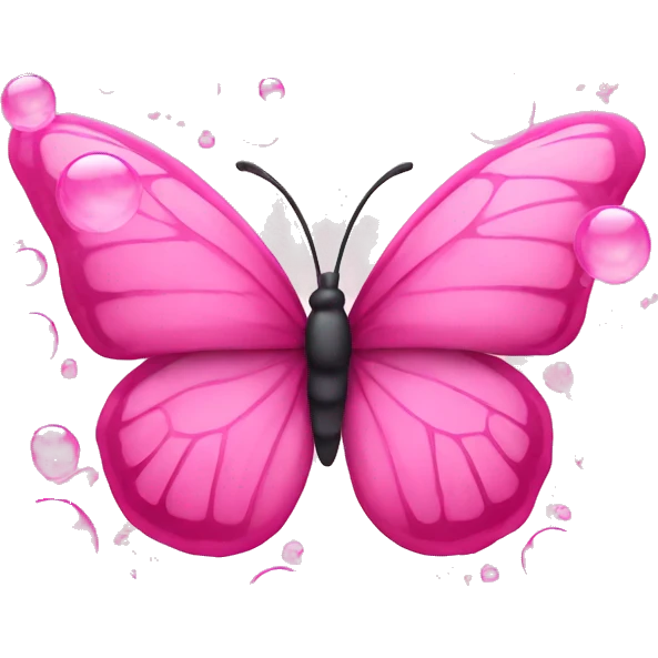 A pink butterfly with bubbles around it  emoji