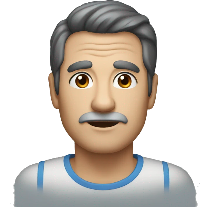 60 year old man , blue eyes and black hair  emoji