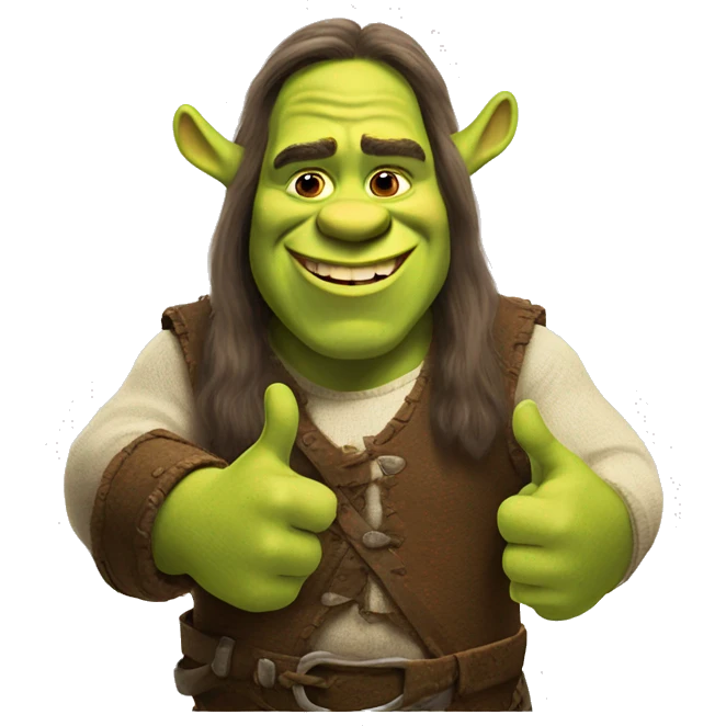 shrek with long hair giving a thumbs up emoji