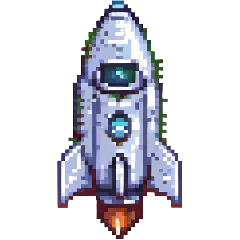 retro rocket ship pixel art emoji