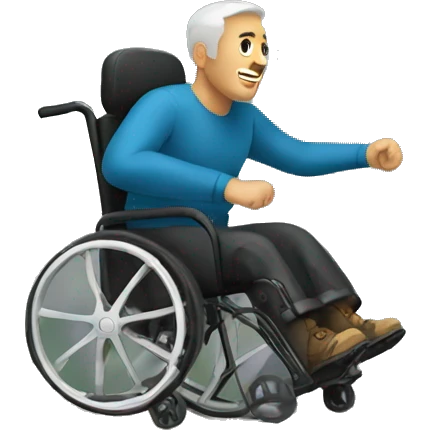 Man in wheelchair rolling down mountain emoji