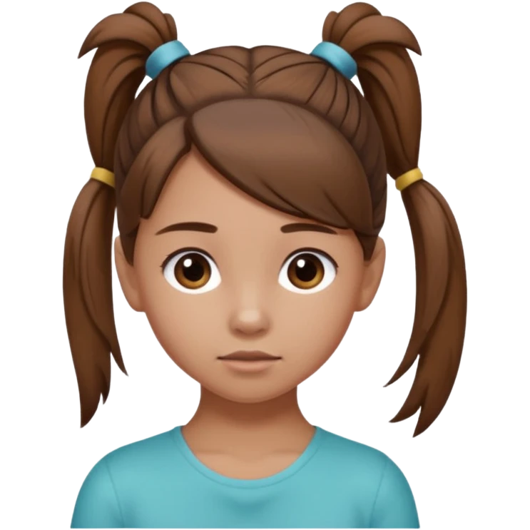 Normal skinned, tiny nosed, brown haired girl with Tying a ponytail emoji
