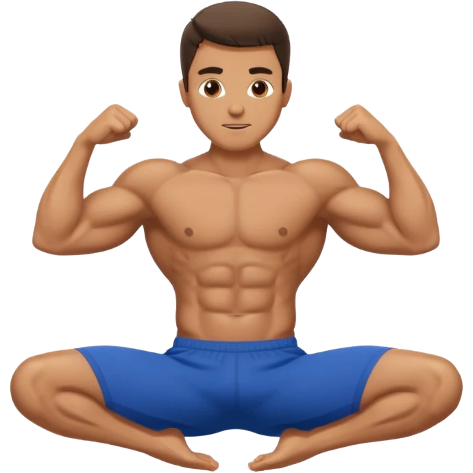 Man working out, doing crunches in athletic clothes emoji