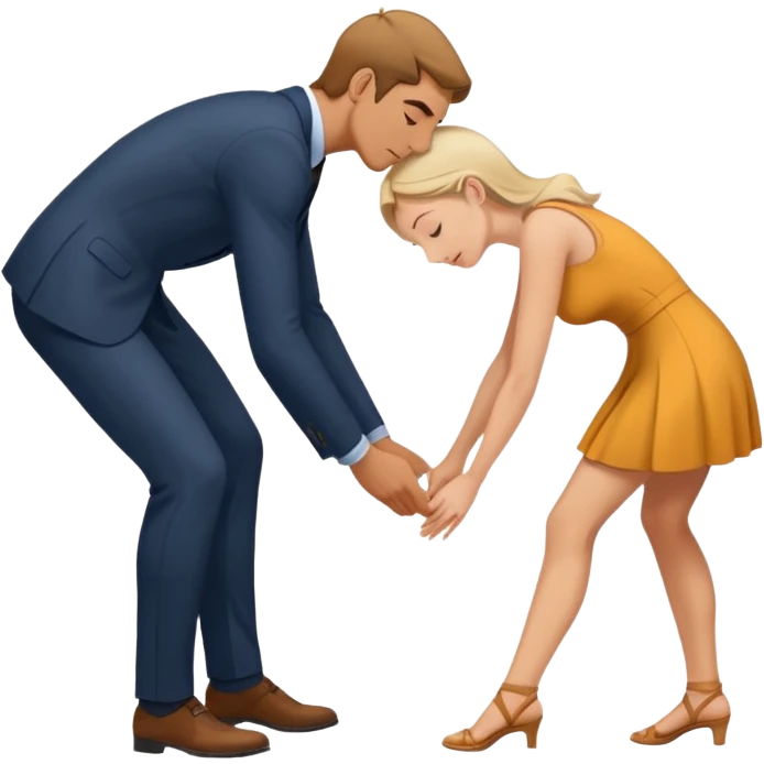 A woman bending down with a man over her emoji