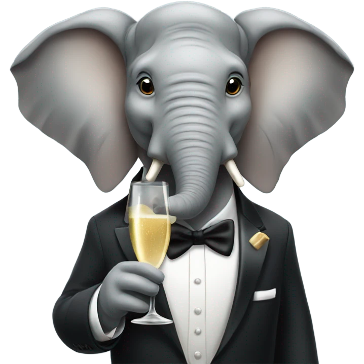 Elephant wearing a tux drinking champagne  emoji