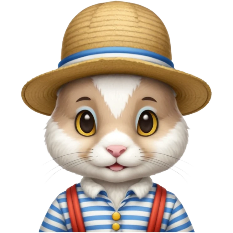 bunny wearing gondolier striped shirt and hat emoji