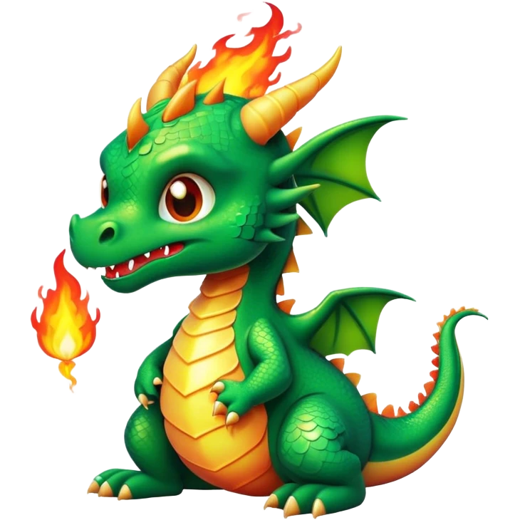 Cute dragon breathing fire emoji