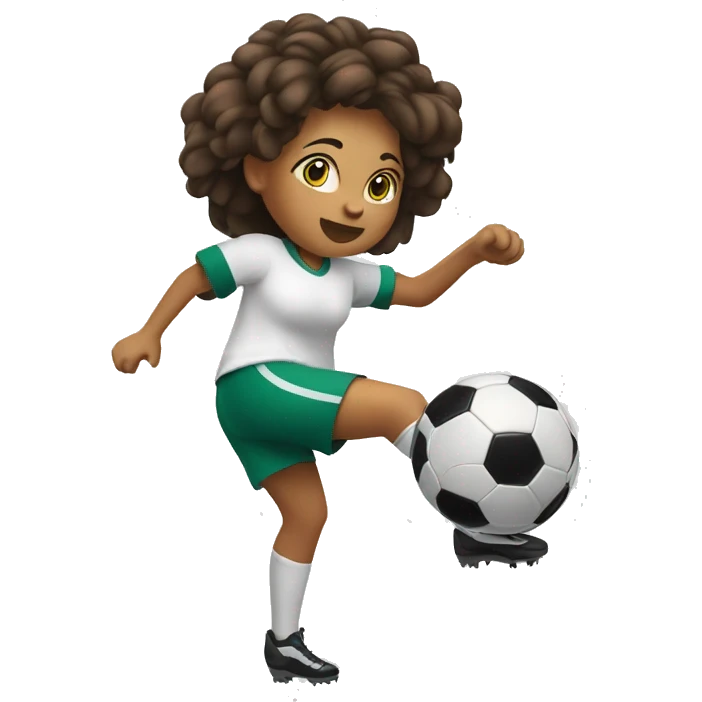 blod girl kicking a soccer ball in the air emoji