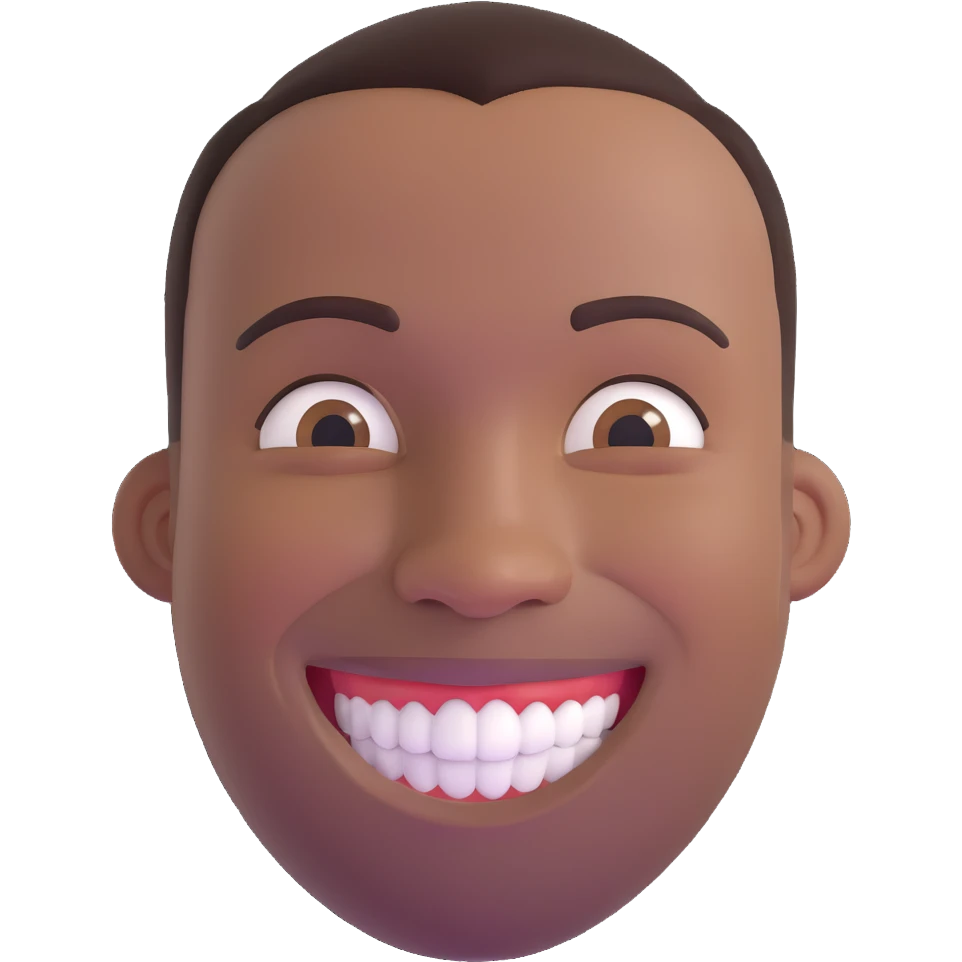smiling black man with big teeth, standard male haircut, oval face, Rio de Janeiro theme, no glasses, carioca emoji