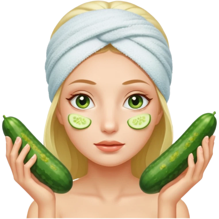spa gurl with cucumbers in her eyes.  emoji