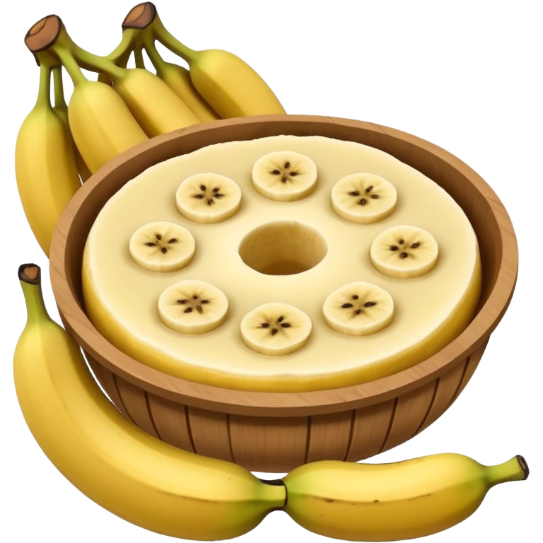 Panquecas em um prato redondo com rodelas de banana emoji
