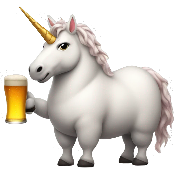 A fat unicorn with a beer belly  emoji