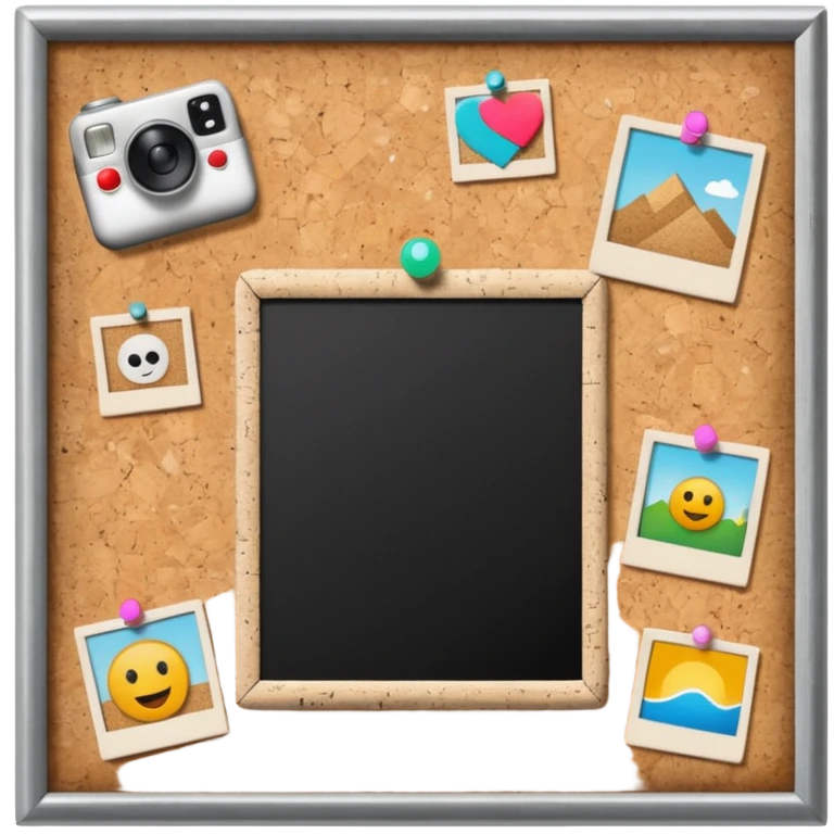 Collage board with polaroid photo emoji