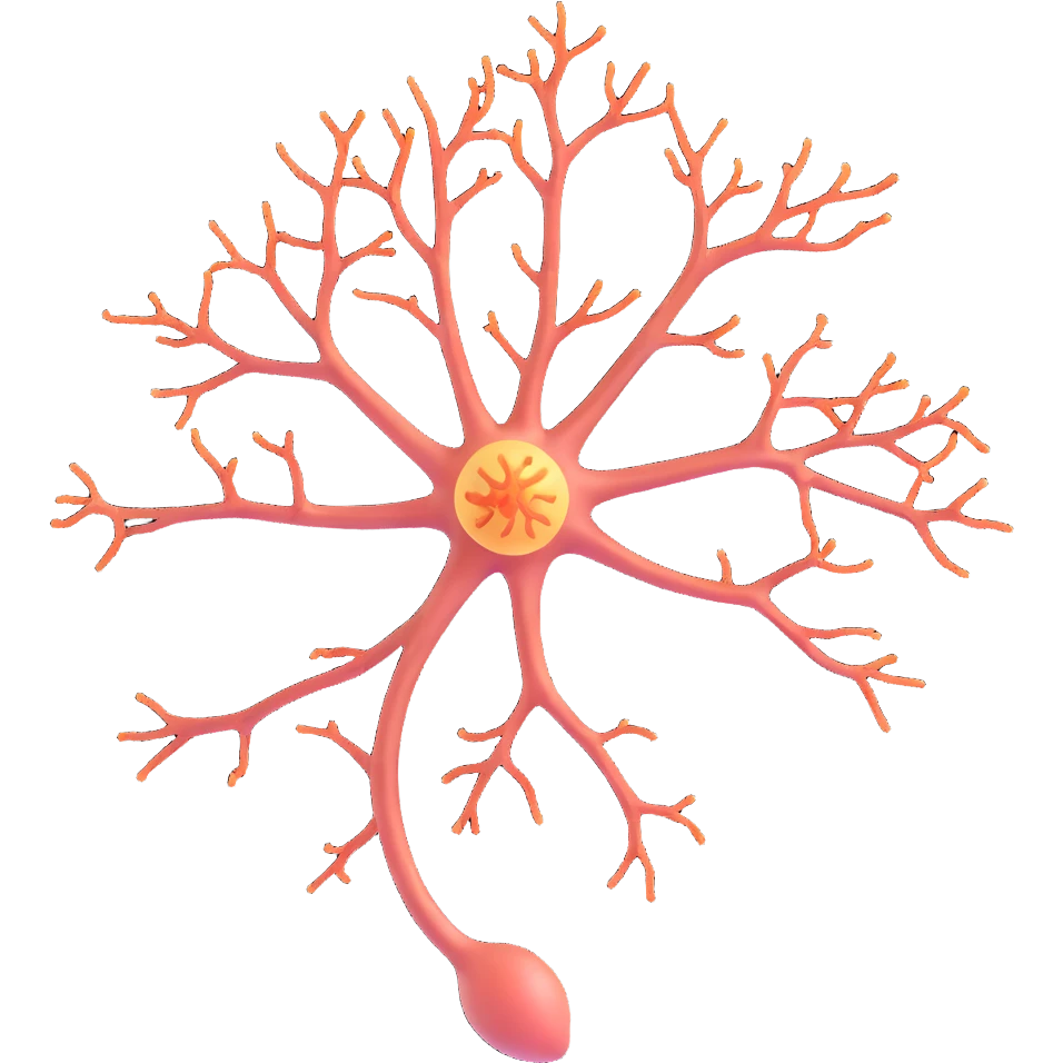 anatomical illustration of a neuron showing all parts including the myelin sheath and neuroprotective elements, detailed, clear anatomy emoji
