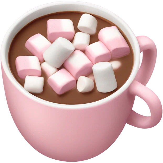 Light Pink mug of hot chocolate with marshmallows  emoji