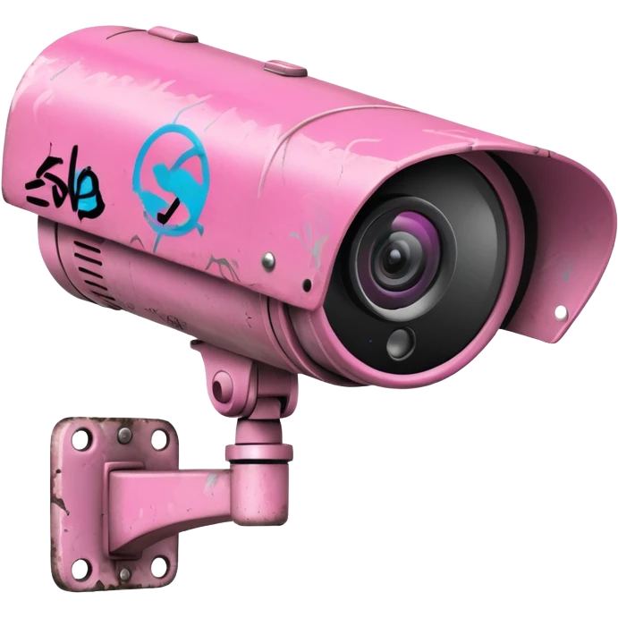Security Camera pink with graffity emoji