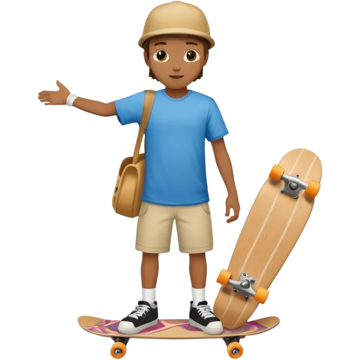 Skateboarder mugshot with skateboard emoji