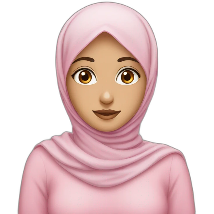 white brown eyes muslim girl with pink hijab emoji