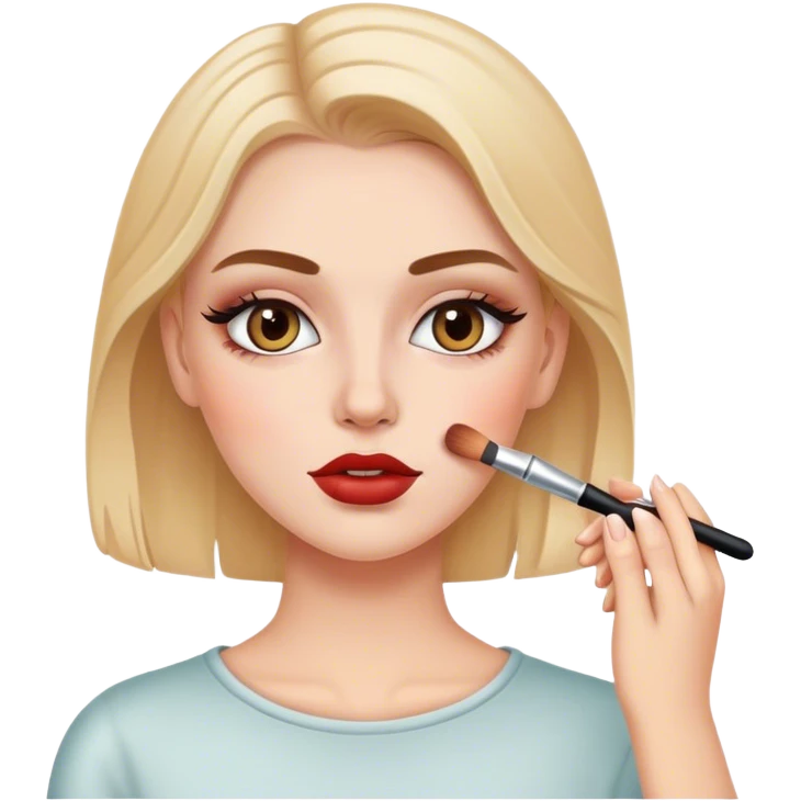 white girl doing makeup emoji