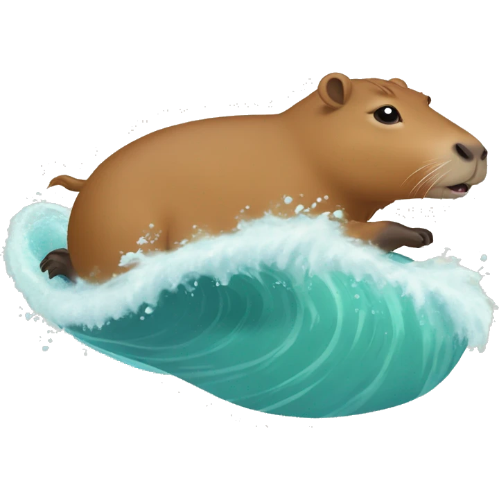 Capybara riding waves emoji