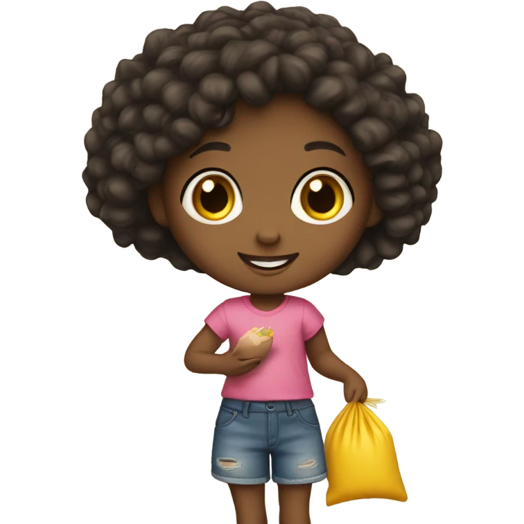 Little girl that uses a corn-hole bag as her favorite doll emoji