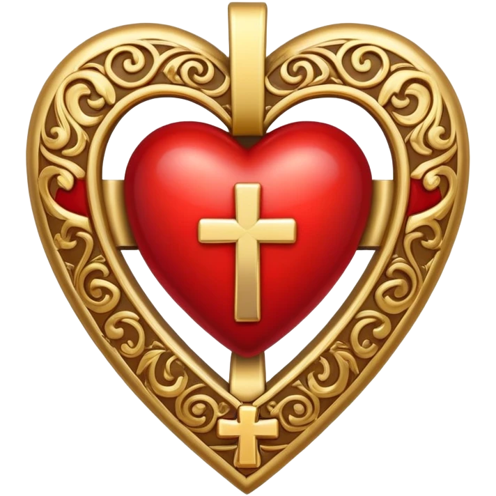 Red heart with gold cross emoji