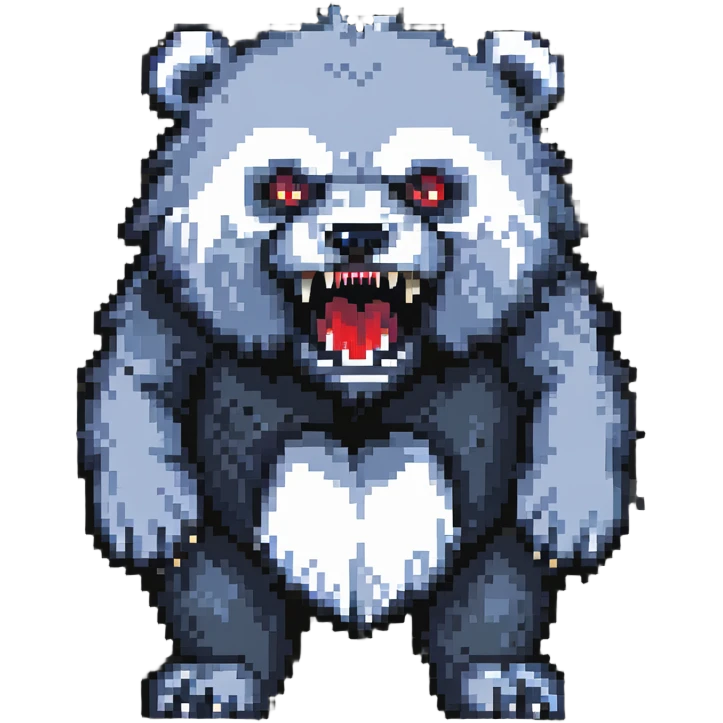 battle-scarred fluffy bear monster with fangs emoji