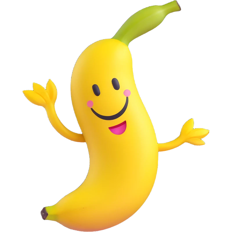 banana with a smiley face emoji