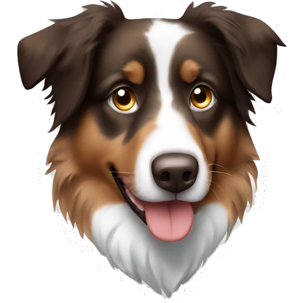 brown and white australian shepherd with blue eyes emoji