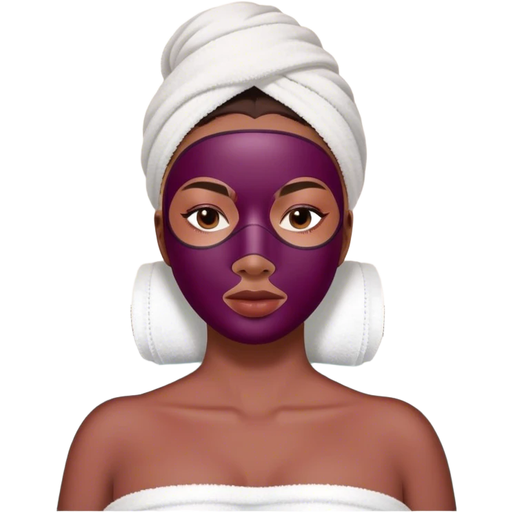 Lady with face mask spa beauty full face relaxing Burgundy emoji
