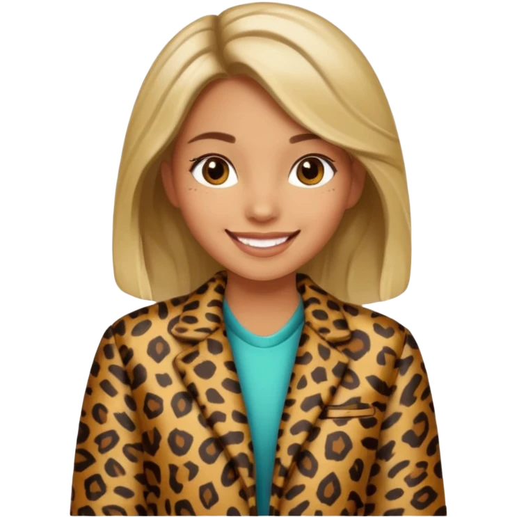 Girl with animal print jacket emoji