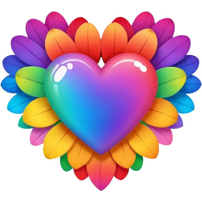 heart with rainbow gradient and flower emoji