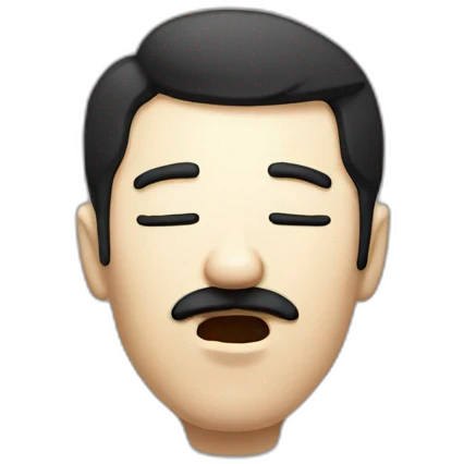 Man with dark hair and moustache singing with his eyes closed and mouth opened  emoji