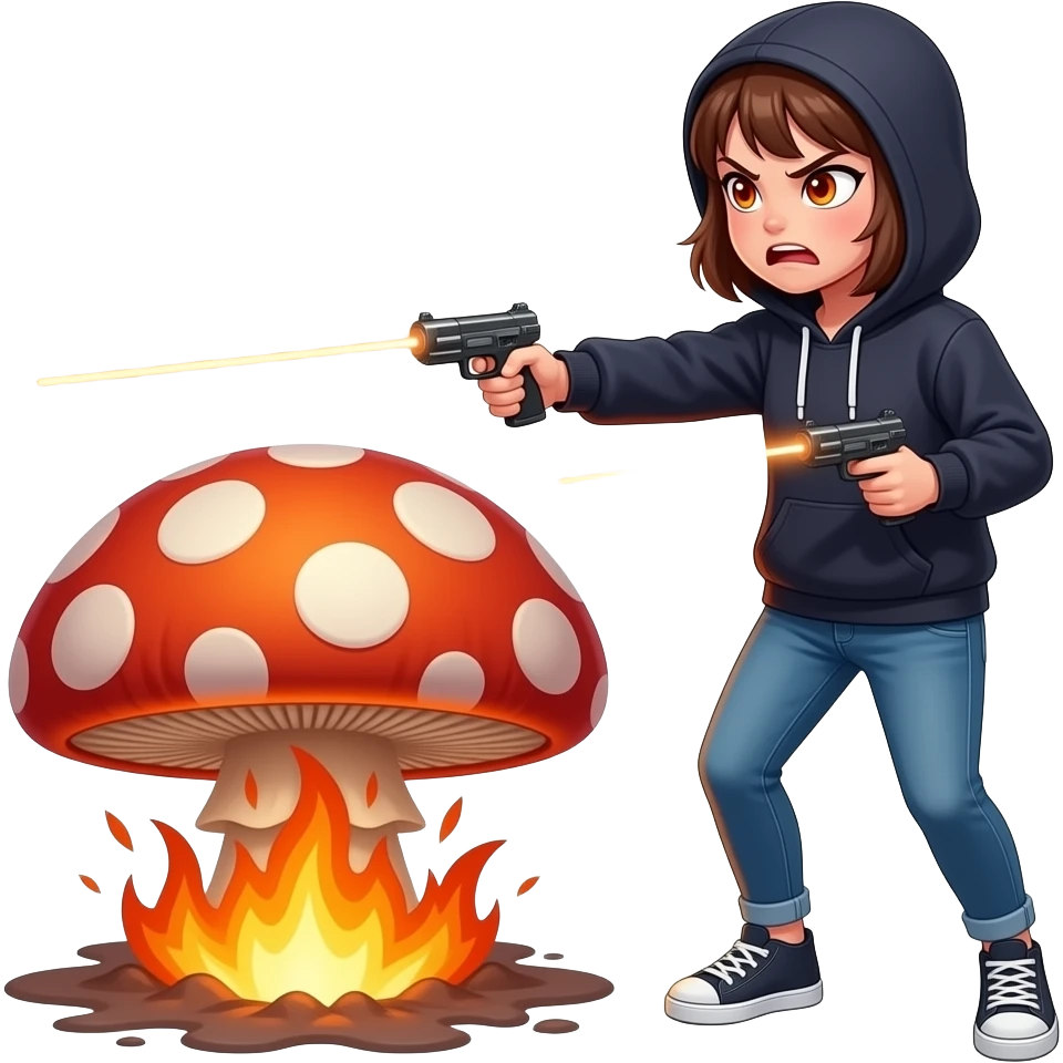 fury of a wailing angry teen girl shooting laser beams and igniting mushroom cloud emoji