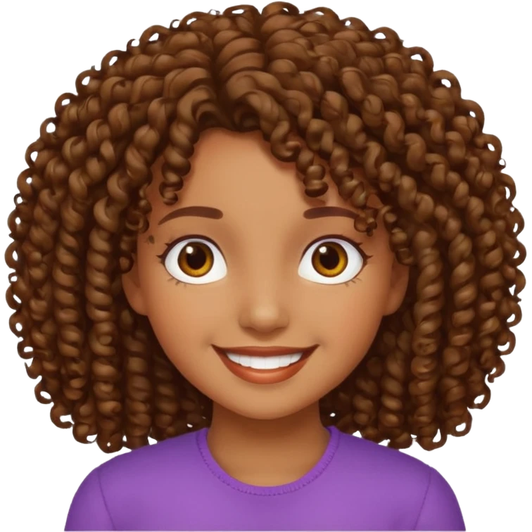 Una chica morena de cabello rizado emoji