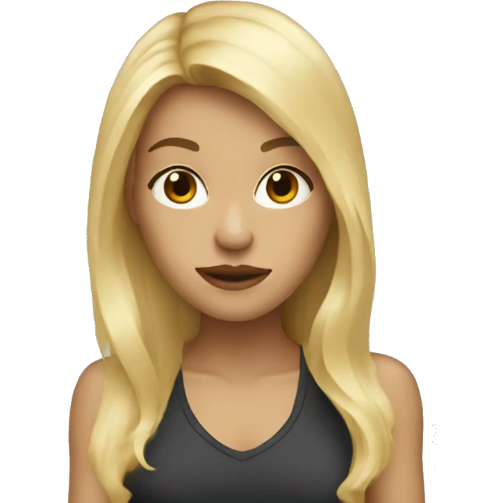 blonde girl with long hair and angs emoji