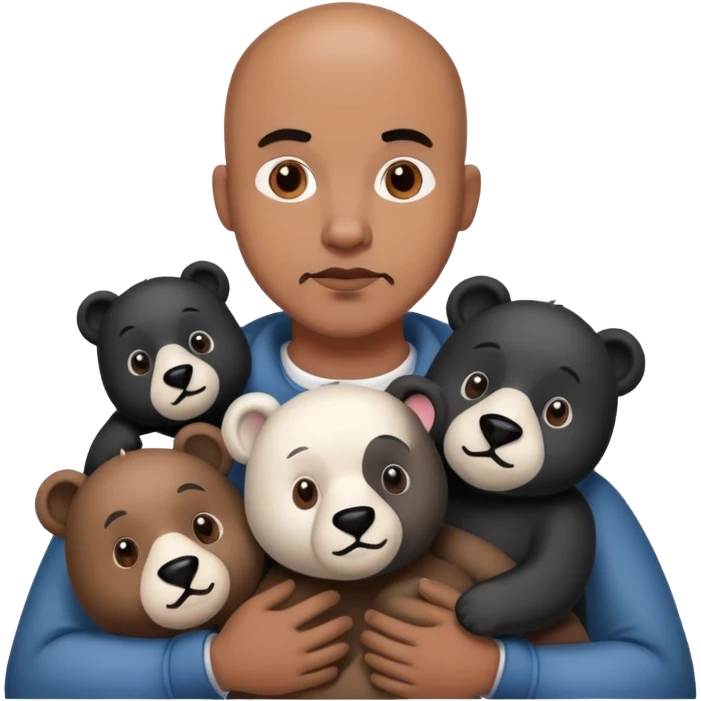 Brown skin bald guy with black and white bears emoji