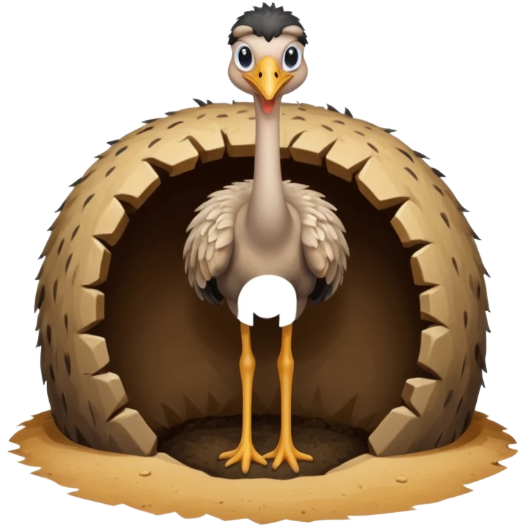 Ostrich with head inside a hole in the ground emoji