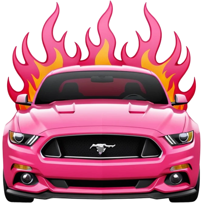 Ford Mustang with center black strip design and in written 309 and in front real pnky emoji