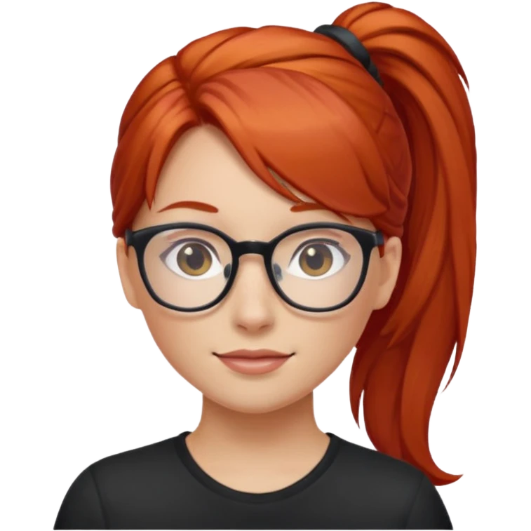 red haired Ponytail Girl with Glasses emoji