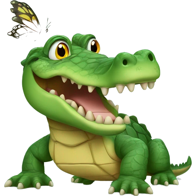 Crocodile with a turtle face and butterfly wings emoji