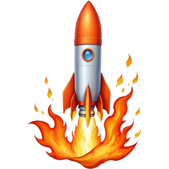 rocket with flames heading toward the moon emoji
