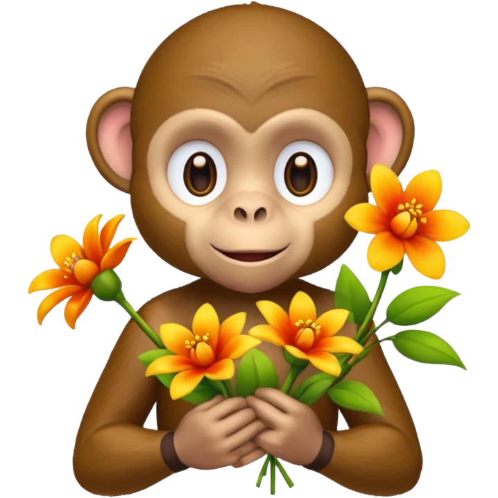Monkey holding flowers emoji