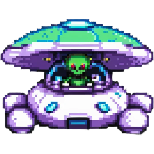 alien driving a UFO spacecraft emoji